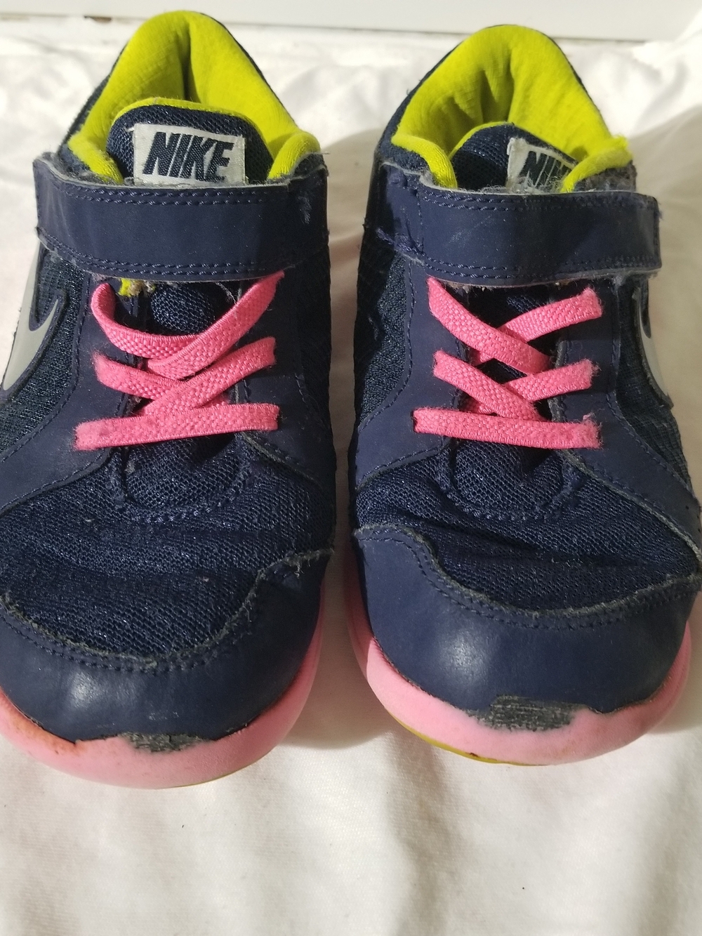Nike Kids Navy Blue Pink and Yellow Sneakers